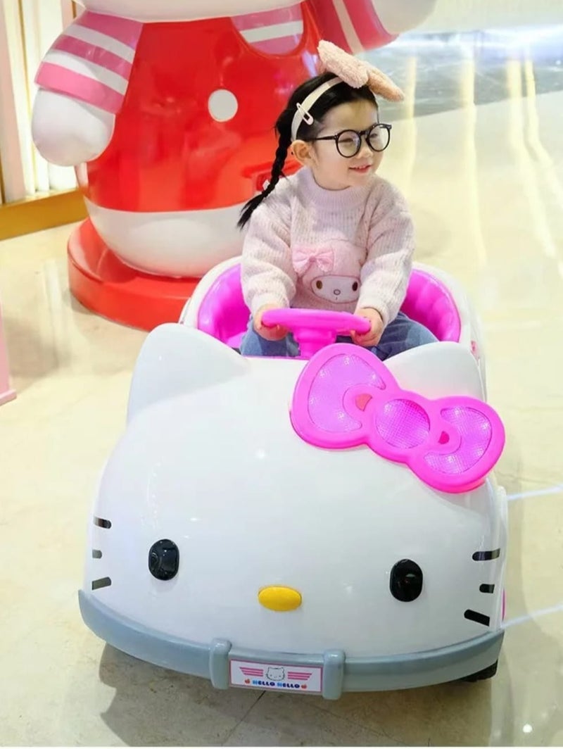 هالو كيتي سيارة هيلو كيتي الكهربائية للأطفال، مزودة بإضاءة وصوت - Image 4